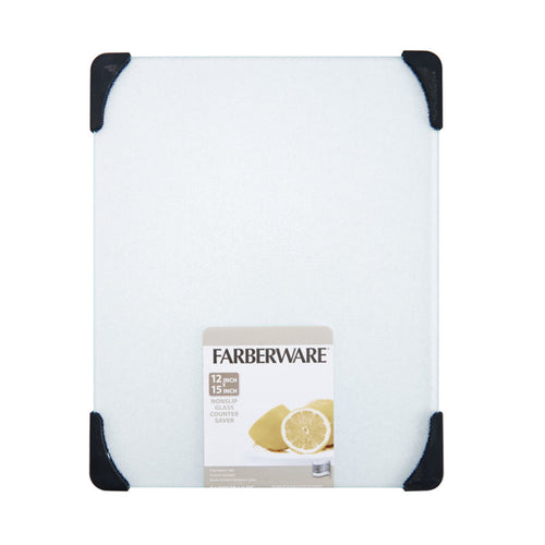 Farberware 12-inch x 15-inch Glass Cutting Board with Black Non-Slip Corners