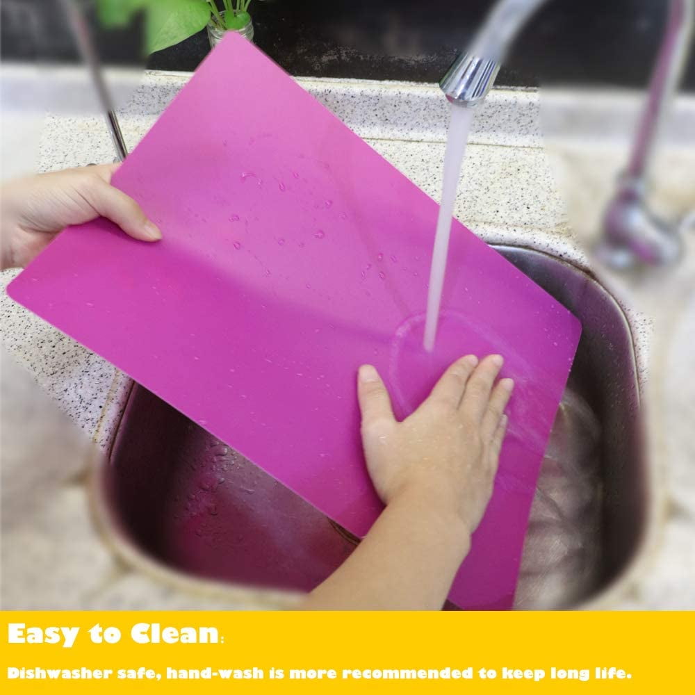 Ababeny Plastic Cutting Boards for Kitchen, 11" x 15"Flexible Cutting Mats Set of 6, BPA-Free, Non-Porous, Dishwasher Safe, Thick Chopping Board, Non-Slip